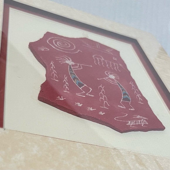 Set of 4 Vintage Larry Beck Hand Painted Petroglyphs on Stone - Picture 6 of 12